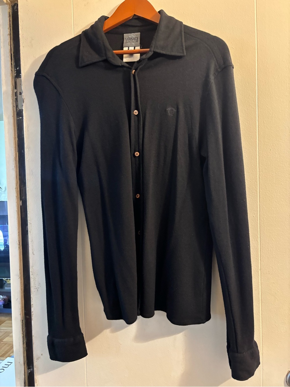 Versace Jeans Collection Black Lightweight Button-Up Shirt Jacket